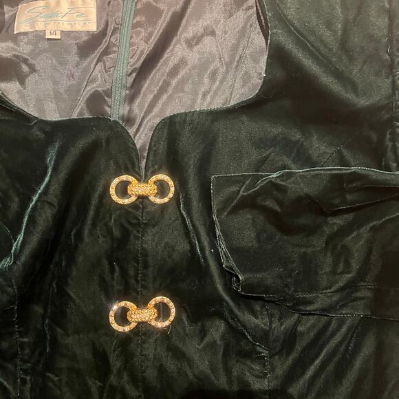 Jim tremblay Dresses & Skirts - Vintage Jim Tremblay Santa Fe Mini Dress‎ Emerald Velvet Sweetheart 80’s Dress